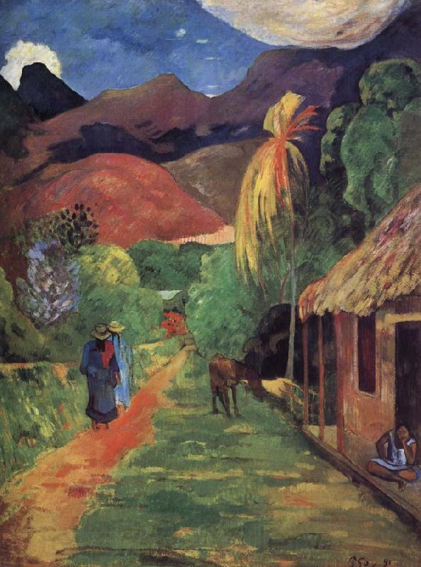 Paul Gauguin Tahiti streets France oil painting art